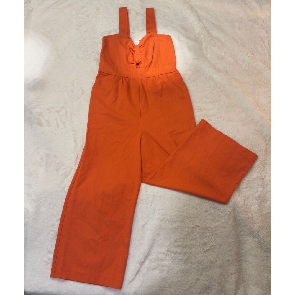 Monteau Los Angeles Orange Smocked Wide-Leg Jumpsuit Size L